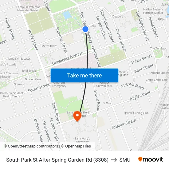 South Park St After Spring Garden Rd (8308) to SMU map