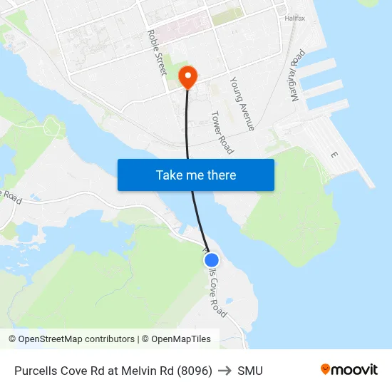 Purcells Cove Rd at Melvin Rd (8096) to SMU map