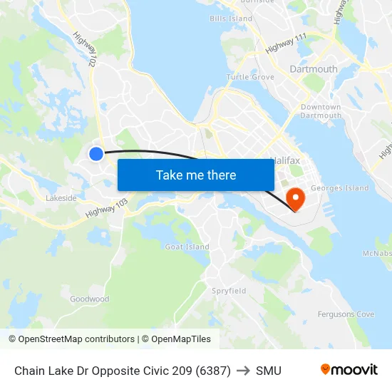 Chain Lake Dr Opposite Civic 209 (6387) to SMU map