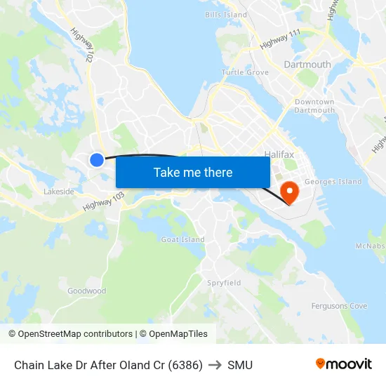 Chain Lake Dr After Oland Cr (6386) to SMU map