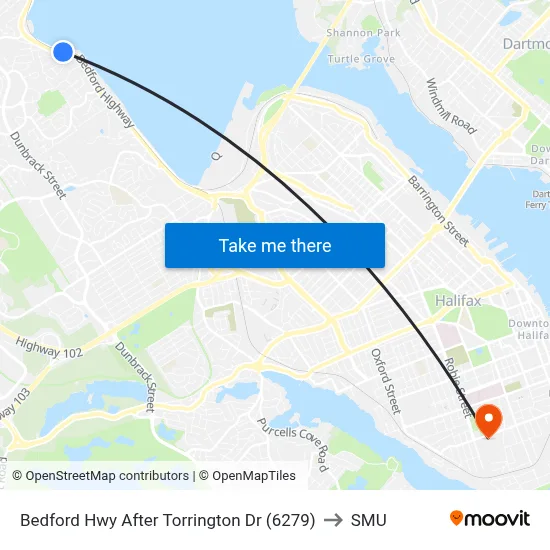 Bedford Hwy After Torrington Dr (6279) to SMU map
