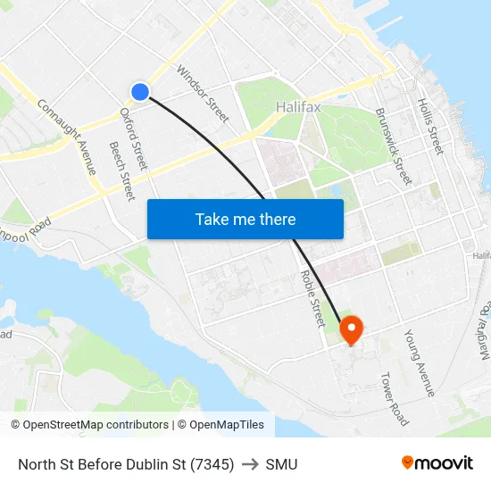 North St Before Dublin St (7345) to SMU map