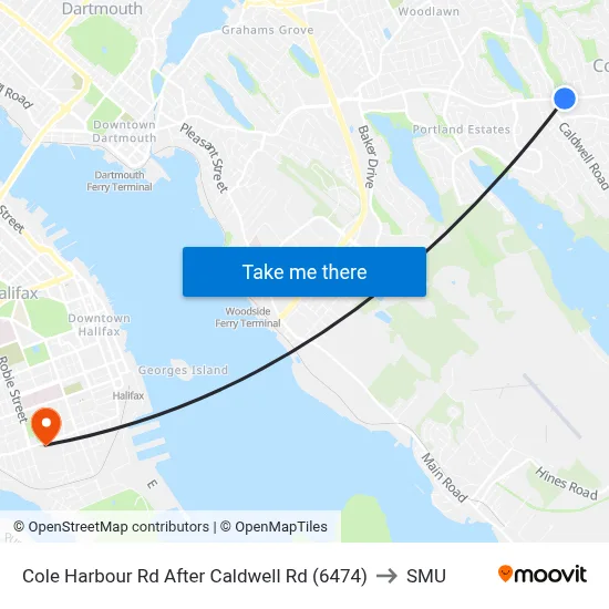 Cole Harbour Rd After Caldwell Rd (6474) to SMU map