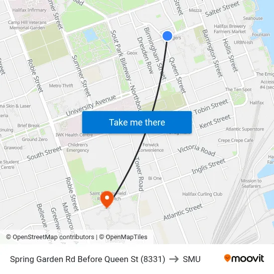 Spring Garden Rd Before Queen St (8331) to SMU map
