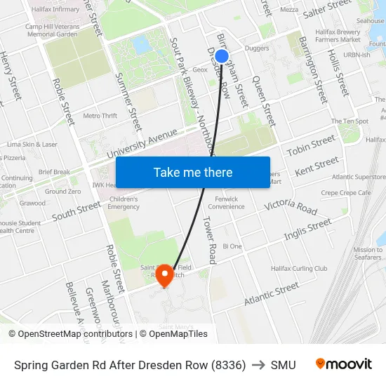 Spring Garden Rd After Dresden Row (8336) to SMU map
