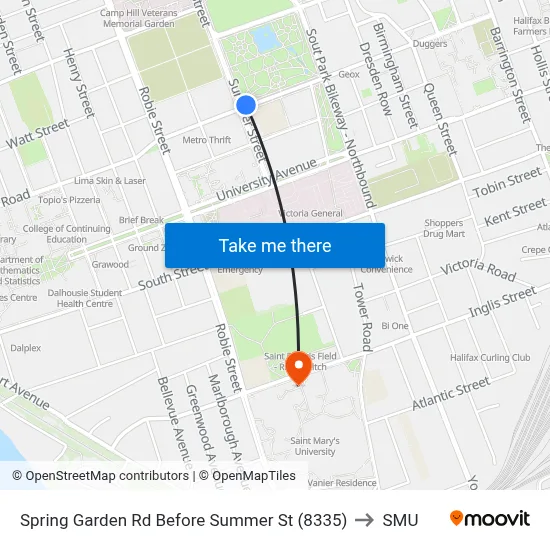 Spring Garden Rd Before Summer St (8335) to SMU map