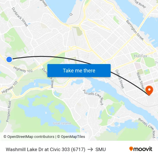 Washmill Lake Dr at Civic 303 (6717) to SMU map