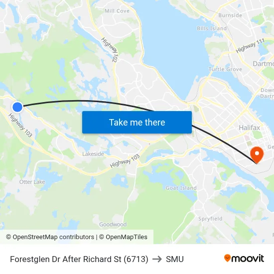Forestglen Dr After Richard St (6713) to SMU map