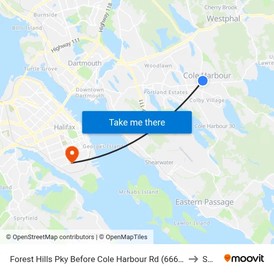 Forest Hills Pky Before Cole Harbour Rd (6667) to SMU map