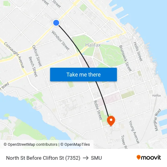 North St Before Clifton St (7352) to SMU map