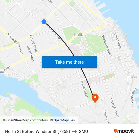 North St Before Windsor St (7358) to SMU map