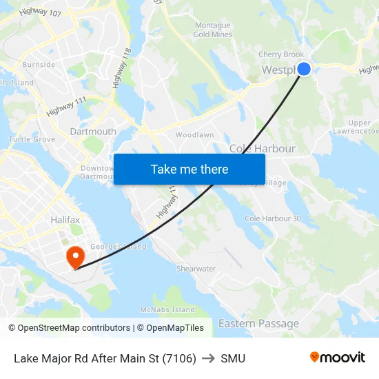 Lake Major Rd After Main St (7106) to SMU map