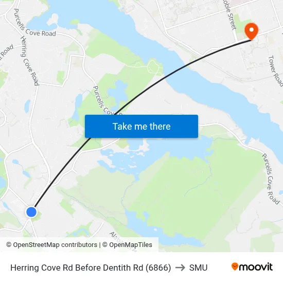 Herring Cove Rd Before Dentith Rd (6866) to SMU map