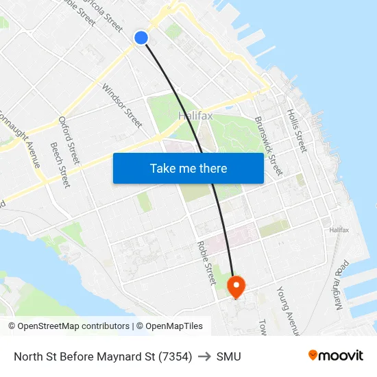 North St Before Maynard St (7354) to SMU map