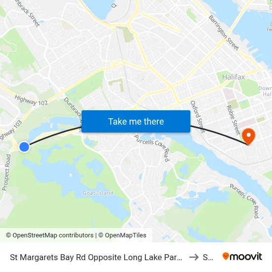 St Margarets Bay Rd Opposite Long Lake Park (8653) to SMU map