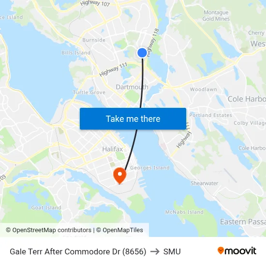 Gale Terr After Commodore Dr (8656) to SMU map