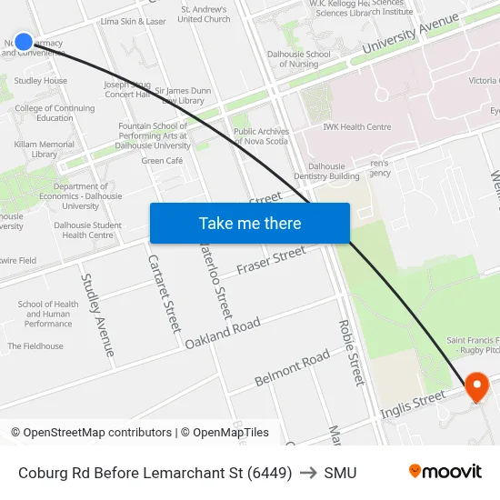 Coburg Rd Before Lemarchant St (6449) to SMU map