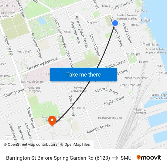 Barrington St Before Spring Garden Rd (6123) to SMU map