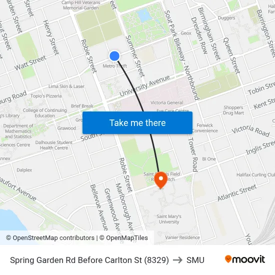 Spring Garden Rd Before Carlton St (8329) to SMU map