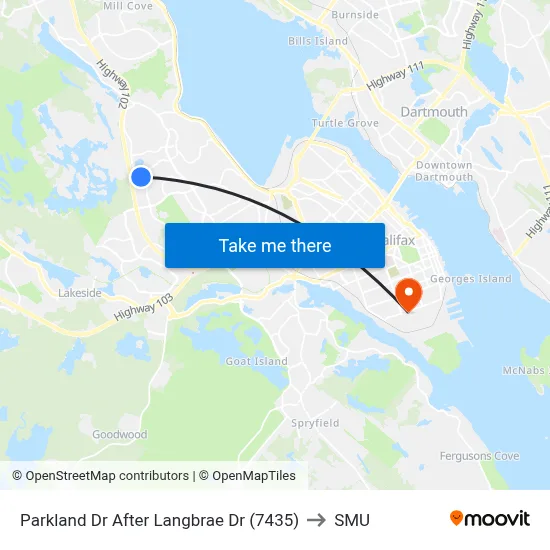 Parkland Dr After Langbrae Dr (7435) to SMU map