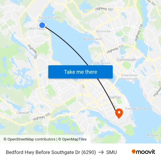 Bedford Hwy Before Southgate Dr (6290) to SMU map