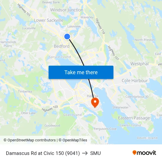 Damascus Rd at Civic 150 (9041) to SMU map