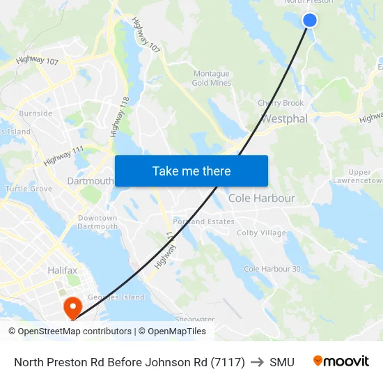 North Preston Rd Before Johnson Rd (7117) to SMU map