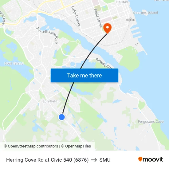 Herring Cove Rd at Civic 540 (6876) to SMU map