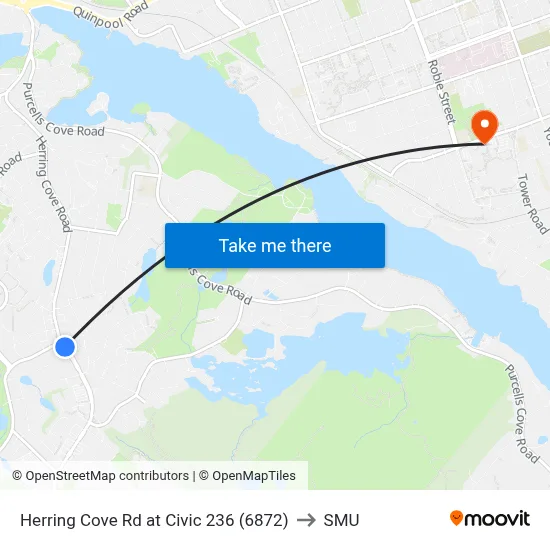 Herring Cove Rd at Civic 236 (6872) to SMU map
