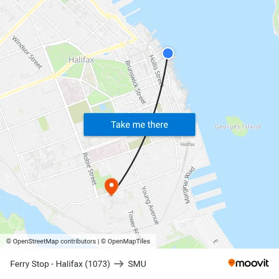 Ferry Stop - Halifax (1073) to SMU map
