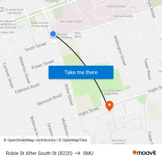 Robie St After South St (8220) to SMU map