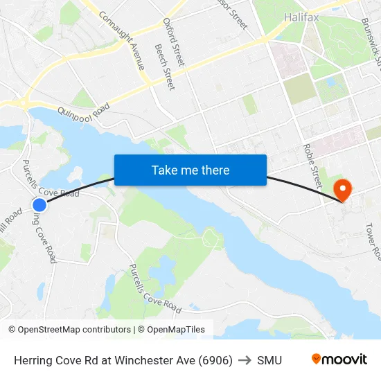 Herring Cove Rd at Winchester Ave (6906) to SMU map