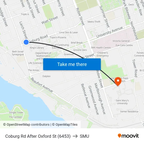Coburg Rd After Oxford St (6453) to SMU map