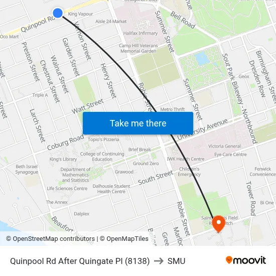 Quinpool Rd After Quingate Pl (8138) to SMU map