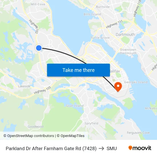 Parkland Dr After Farnham Gate Rd (7428) to SMU map