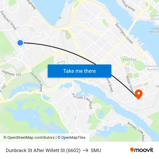 Dunbrack St After Willett St (6602) to SMU map