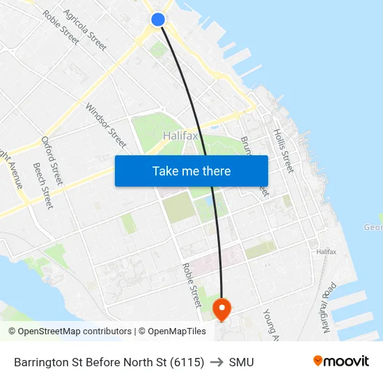 Barrington St Before North St (6115) to SMU map