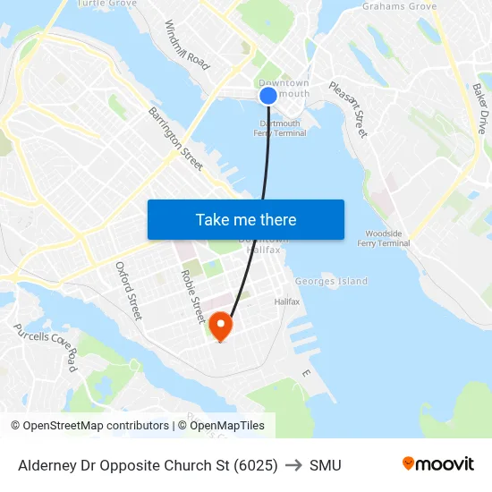 Alderney Dr Opposite Church St (6025) to SMU map