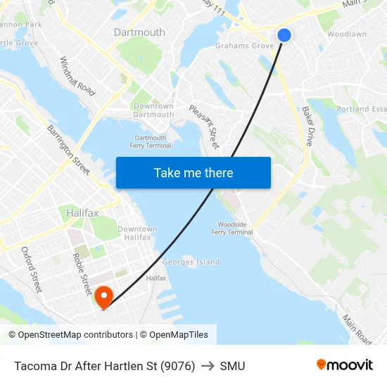 Tacoma Dr After Hartlen St (9076) to SMU map