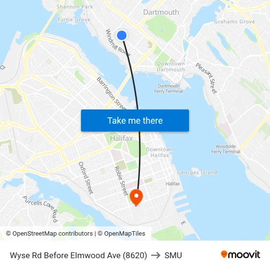 Wyse Rd Before Elmwood Ave (8620) to SMU map