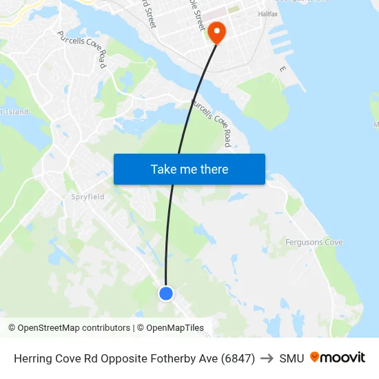 Herring Cove Rd Opposite Fotherby Ave (6847) to SMU map