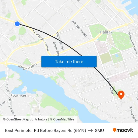 East Perimeter Rd Before Bayers Rd (6619) to SMU map