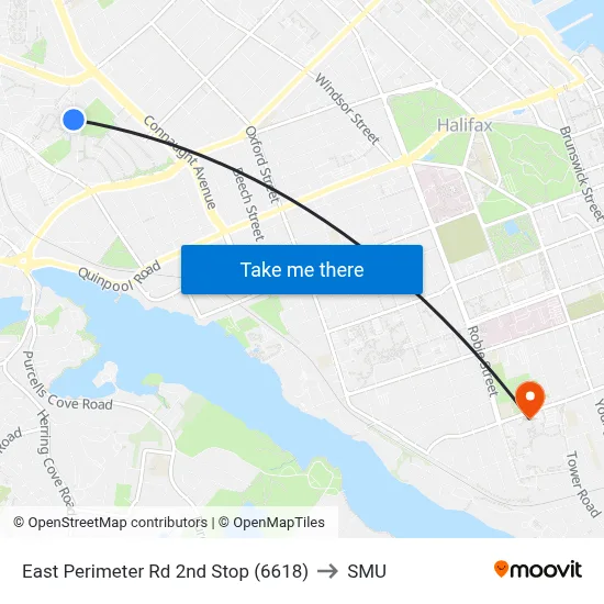 East Perimeter Rd 2nd Stop (6618) to SMU map