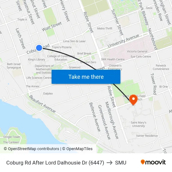 Coburg Rd After Lord Dalhousie Dr (6447) to SMU map