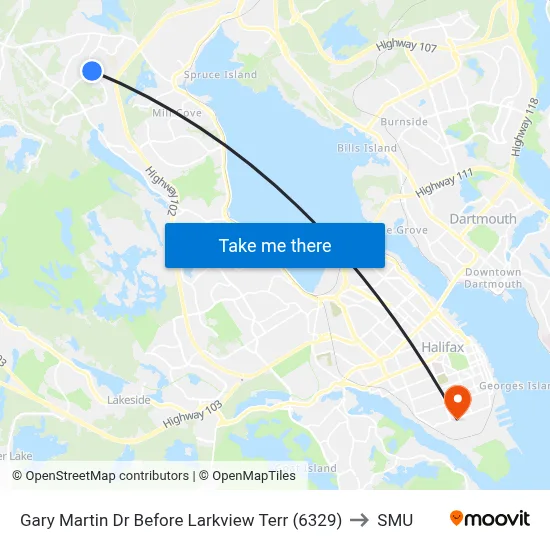 Gary Martin Dr Before Larkview Terr (6329) to SMU map