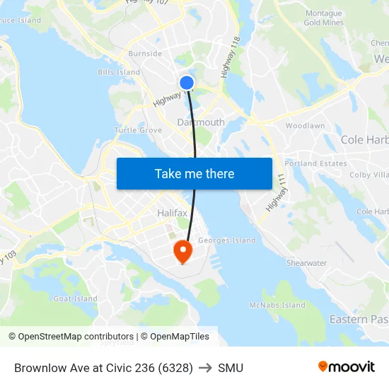 Brownlow Ave at Civic 236 (6328) to SMU map