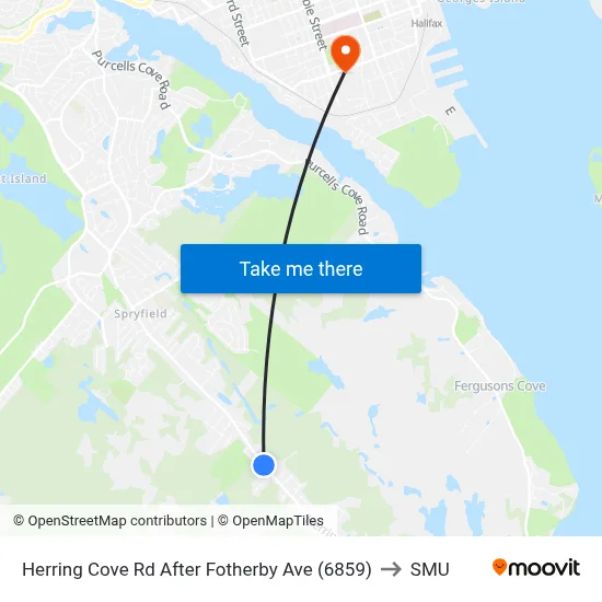 Herring Cove Rd After Fotherby Ave (6859) to SMU map