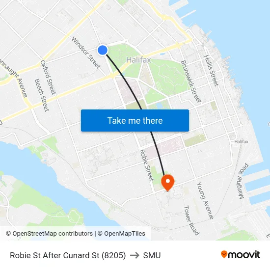 Robie St After Cunard St (8205) to SMU map