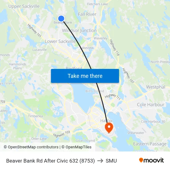 Beaver Bank Rd After Civic 632 (8753) to SMU map