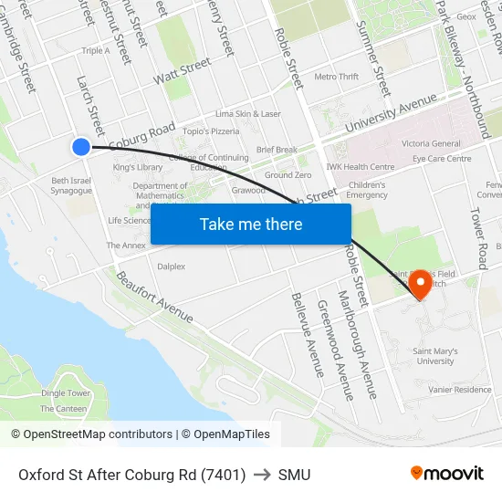 Oxford St After Coburg Rd (7401) to SMU map